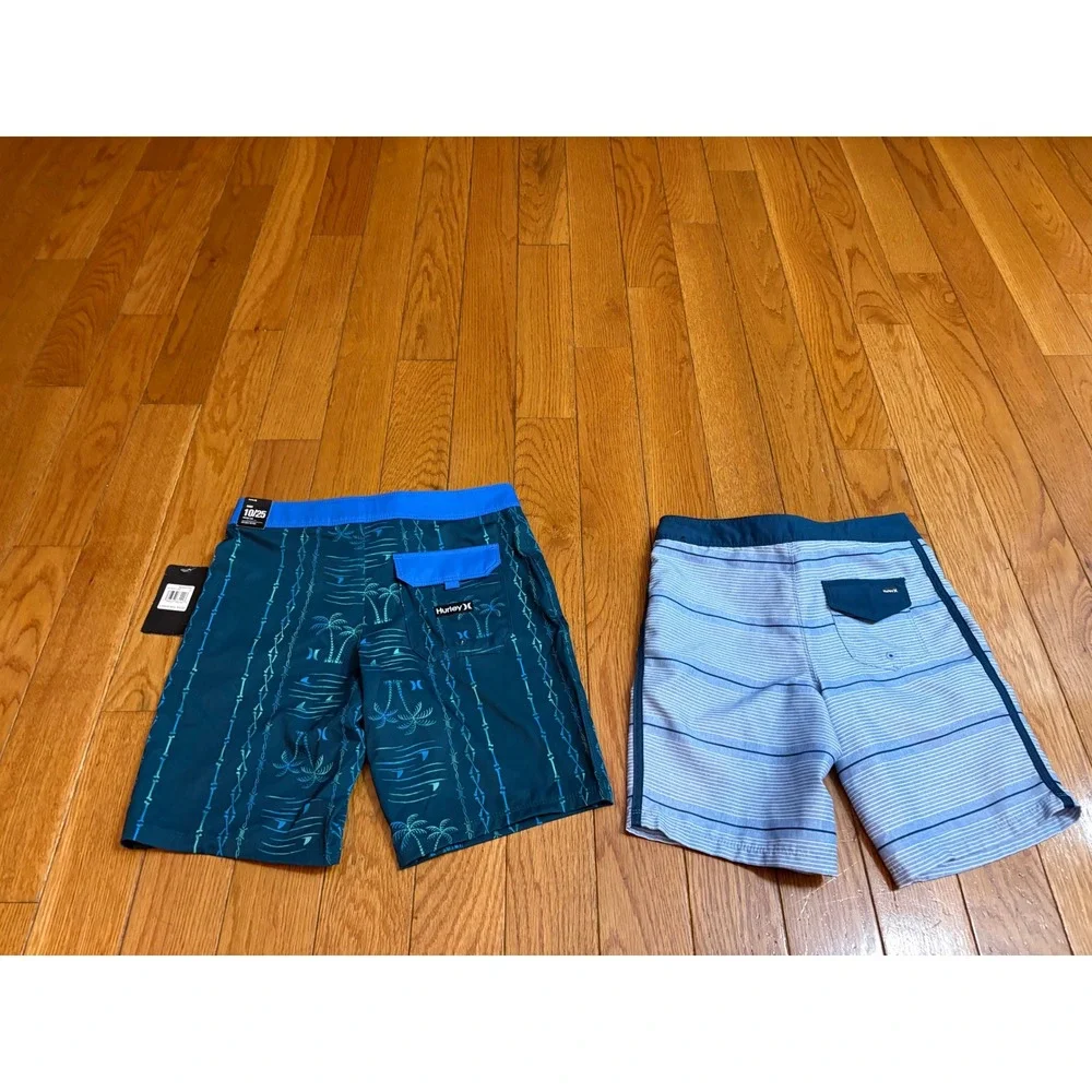 Hurley Boys Board Shorts Bundle 2pk Midnight Tropical Stripe Size 8 & 10 NWT